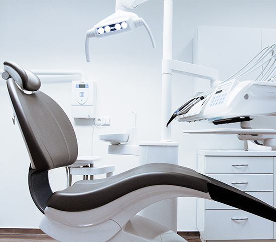Dental chair and equipment in treatment room